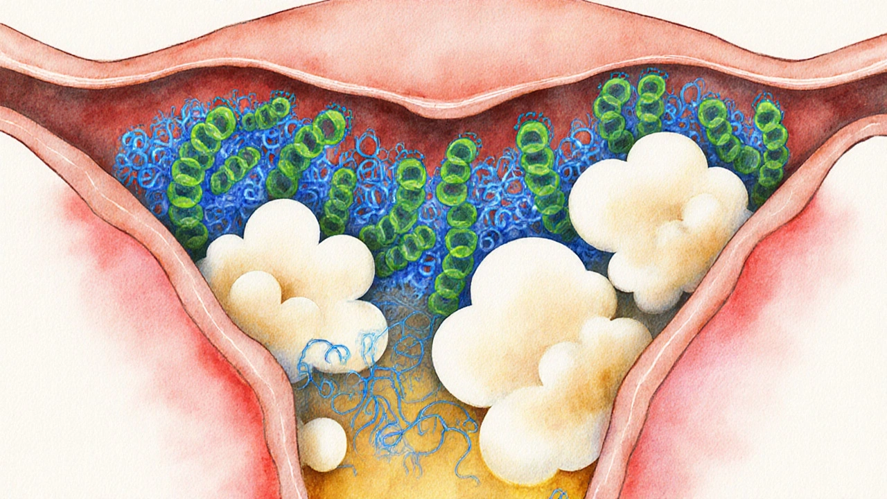 Symbolický obraz rovnováhy bakterií a kvasinek v pochvě