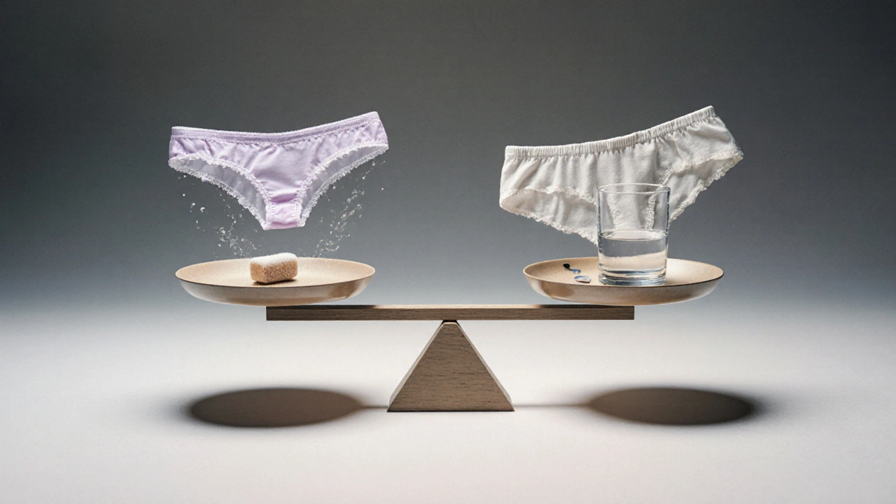 Váha s rizikovými a prevenčními faktory vaginální mykózy v klidném prostředí.