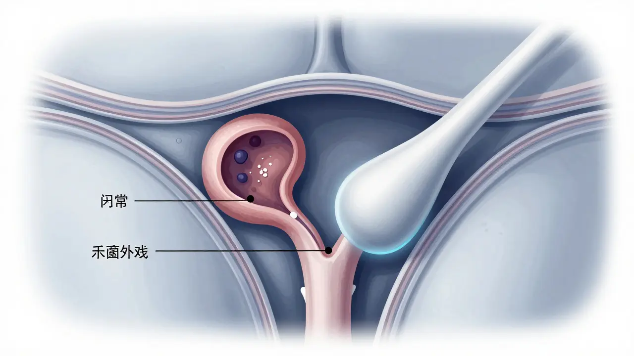 Přehledový nákres transvaginálního ultrazvuku s nepravidelným vaječníkem ve srovnání se zdravým.