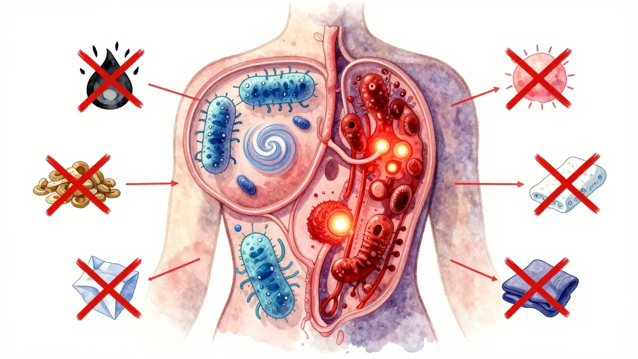 Symbolický obraz prospěšných bakterií potlačujících kvasinky v těle.