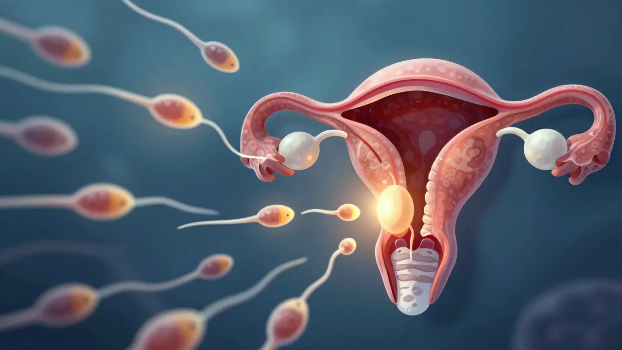 Ovulace nastává dne 6 cyklu, zatímco spermie cestují z dne 4, překračují očekávané bezpečné dny.