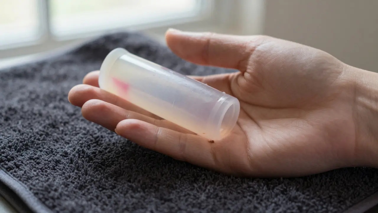 Přírodní detail hlenového kmene s mírnými krvavými proužky na ručníku.