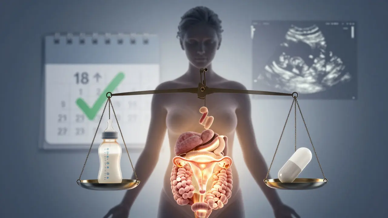 Symbolická představa plodnosti po porodu s dělohou a vitamíny