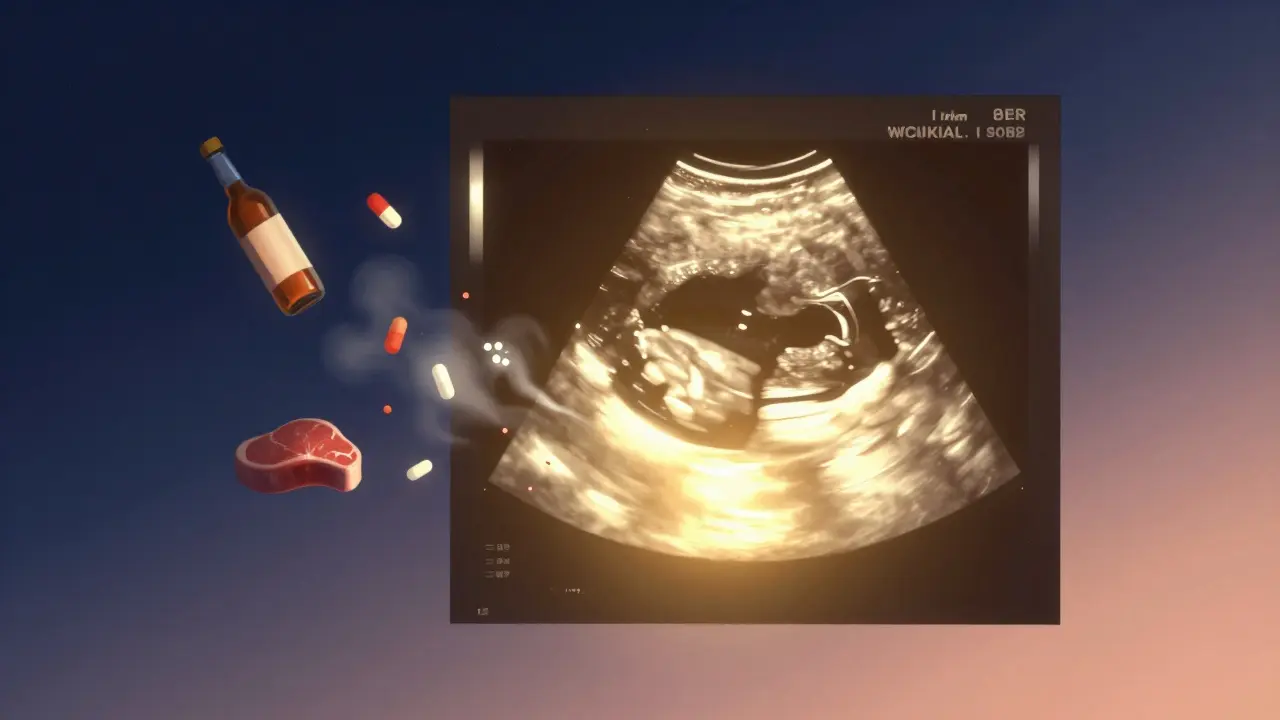 Ultrazvukový obraz srdcového tepu plodu září světlem, které odhání rizikové faktory.