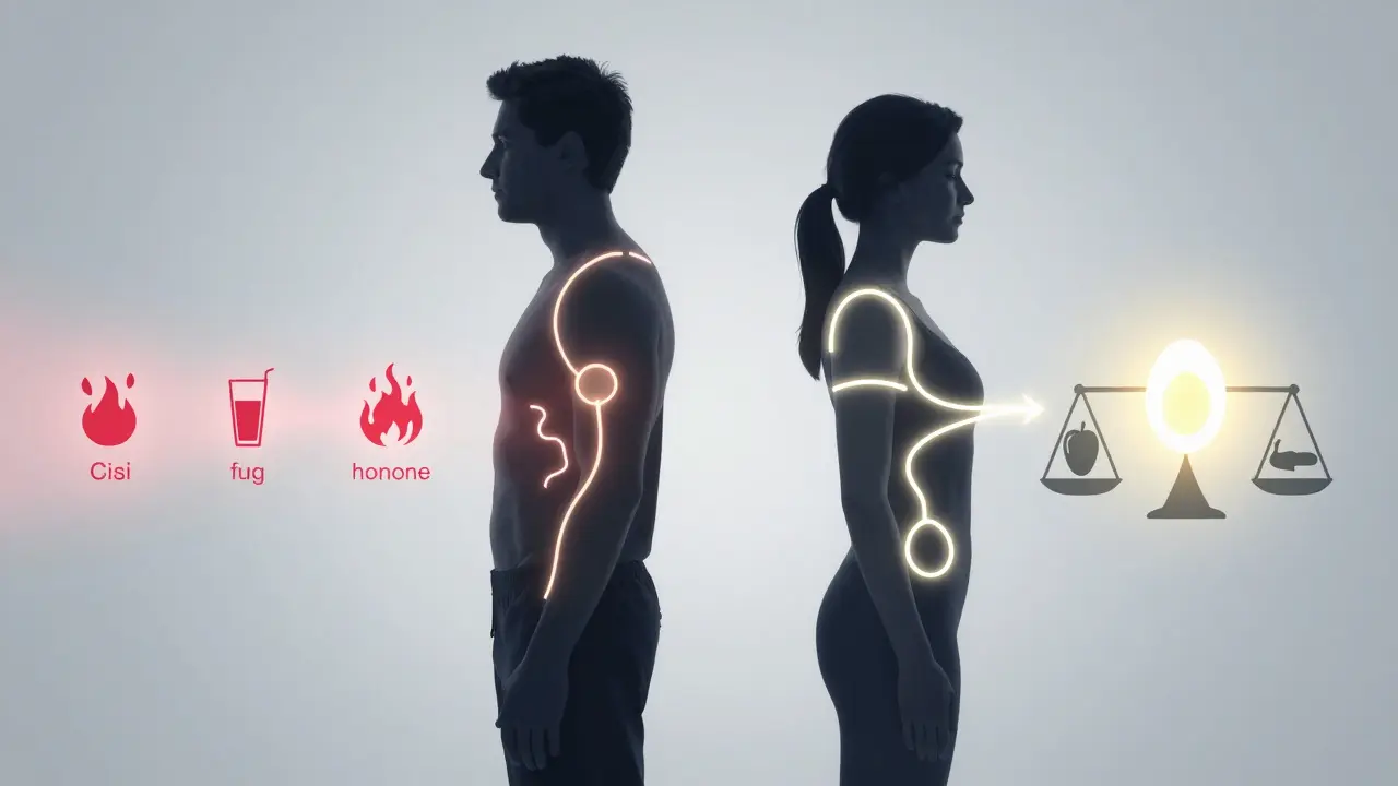 Siluety muže a ženy spojené světelnými cestami reprezentujícími plodnost.