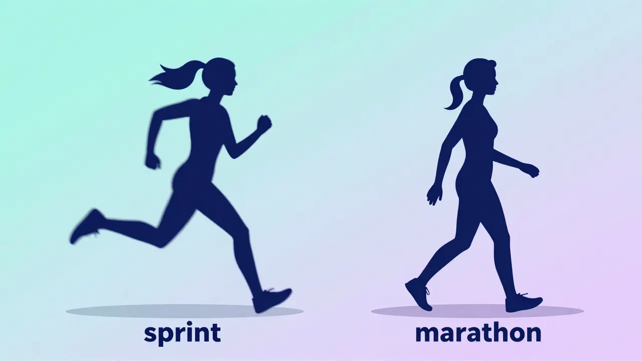 Konceptuální ilustrace znázorňující rozdíl mezi akutní a chronickou formou onemocnění.