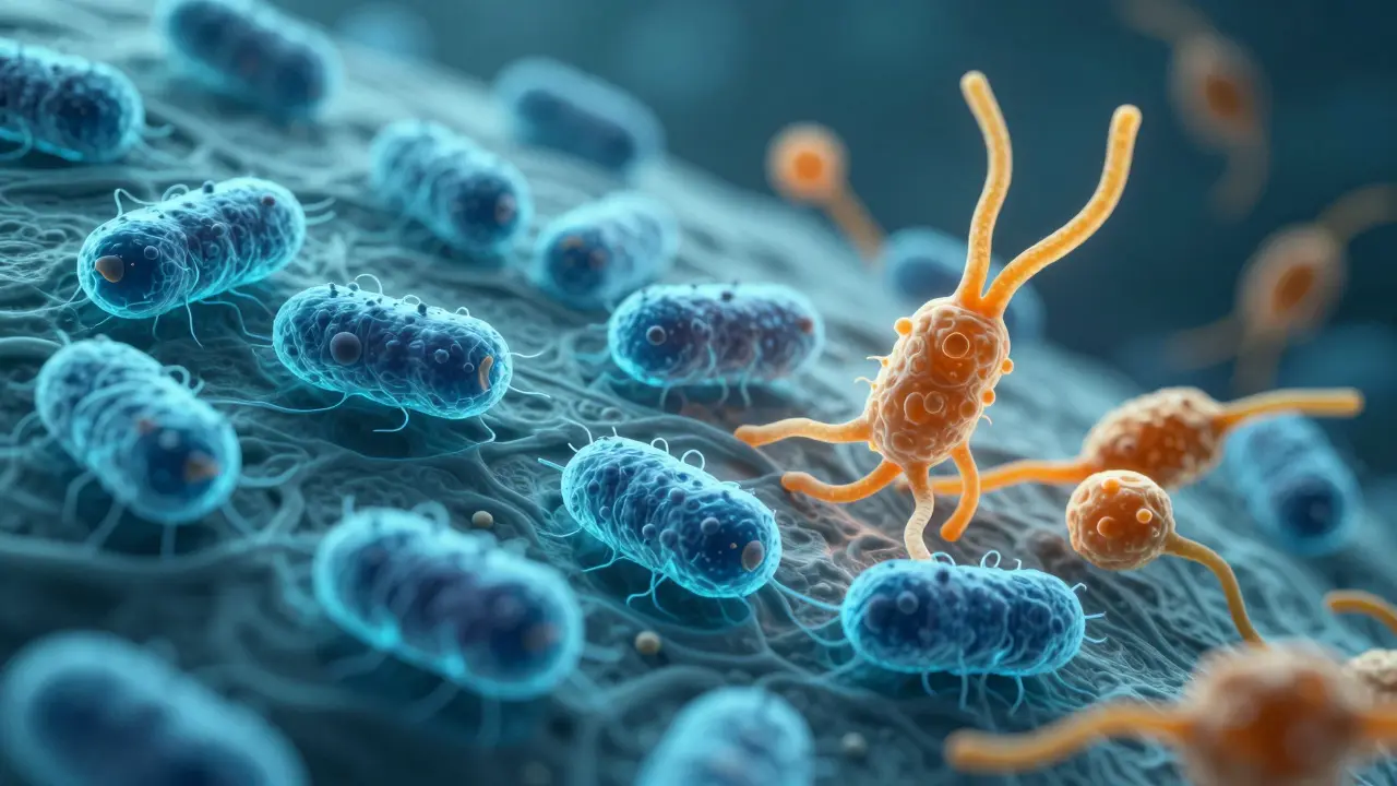 Mikroskopický pohled na obnovu zdravé vaginální flory a boj s kvasinkami.