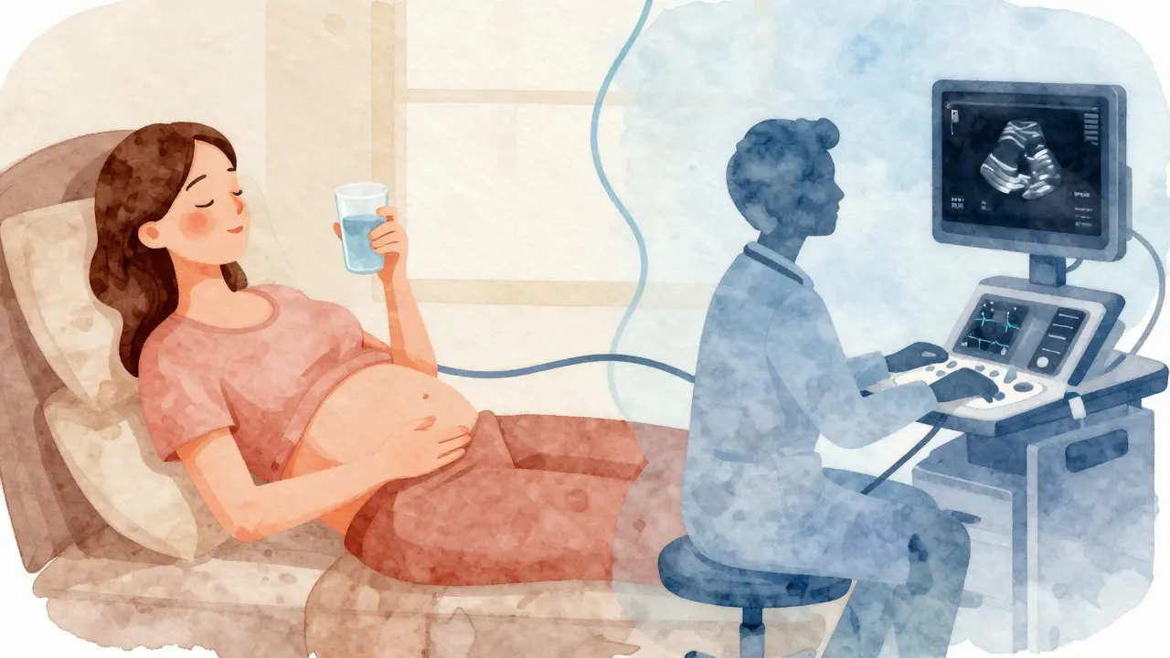 Ilustrace klidné matky a lékaře monitorujícího dítě