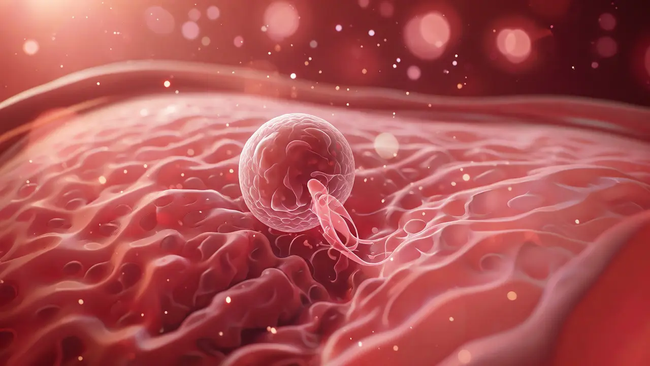 Ilustrace implantace embrya do děložní sliznice