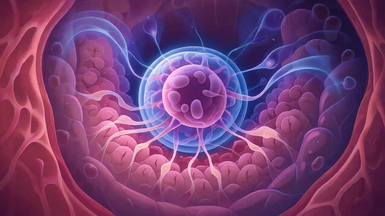 Ilustrace implantace oplozeného vajíčka do dělohy