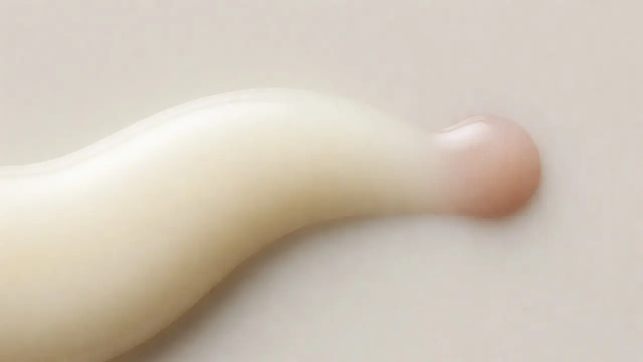 Makro snímek krémového hlenu s nádechem růžové pro implantační krvácení